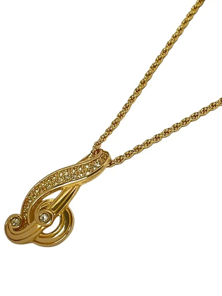 Dior/Christiandior Gold Clear Hardware Rhinestones Necklace
